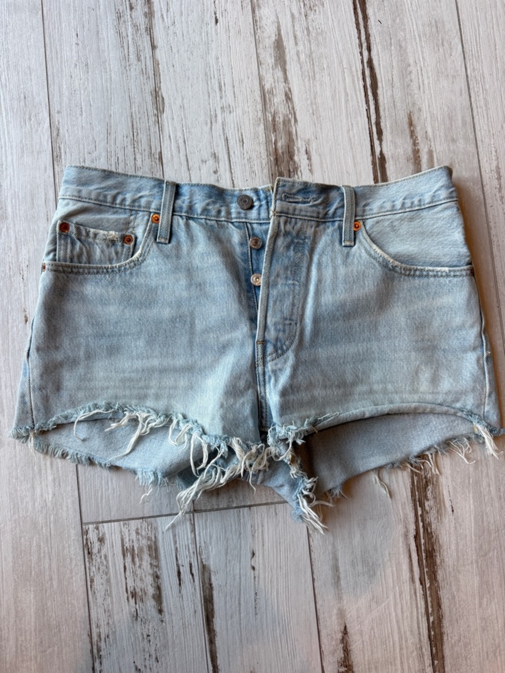 Levi's Light Blue Denim Shorts with Leather Patch